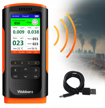 Stacion cilësie ajri WEBBER UP900, 7 në 1, ekran LCD, USB, i zi