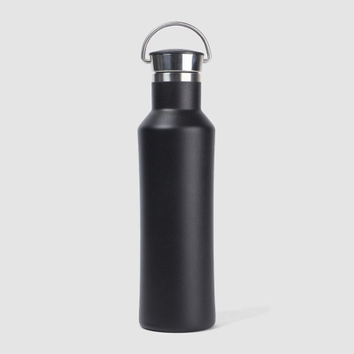 Shishe uji metalike Metal Water Bottle Black, e izolume, çelik inoksi, e zezë