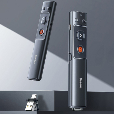 Prezantues me lazer Baseus Orange Dot, wireless, USB A C, gri