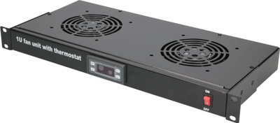 Panel ventilimi Extralink EX.19089, për rack 19", 2 ventilatorë, me termostat, i zi