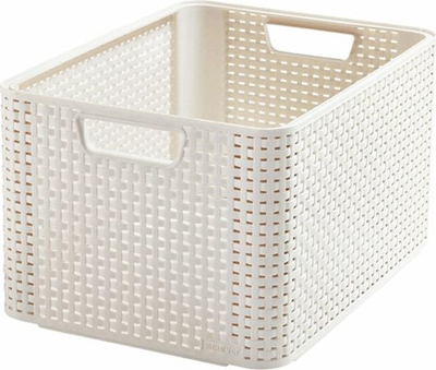 Корпа за алишта Curver Style L, издржлива пластика, ратан дизајн, неутрална боја