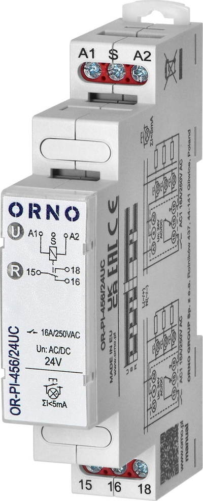 Rele impulsive bi-stabile ORNO, 24V AC DC, 16A, gri