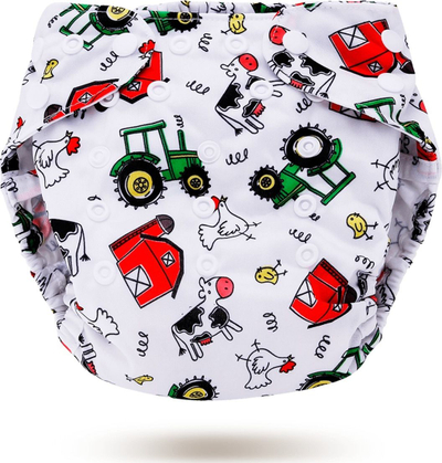Навлака за пелена Simed Diaper Cover Farm, за повеќекратна употреба, 3-15 kg, повеќебојна