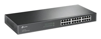 Switch rrjeti TP-Link 24 porte, Gigabit, për rack, i zi