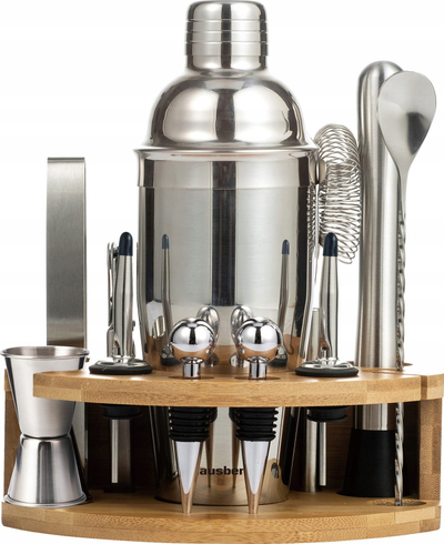Set bartenderi Klausberg KB-7655, 12 pjesë, çelik inox, argjendtë