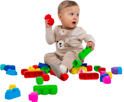Set kubash të buta Gerardo's Toys Soft Block, 10 copë, antibakterialë, shumëngjyrësh