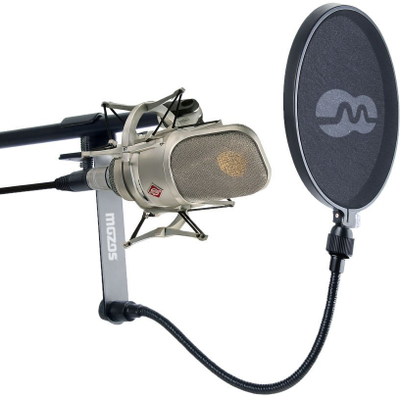 Filter pop për mikrofon Mozos PS-3, krah fleksibil 25 cm, i zi