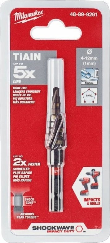 Freza shkallore Milwaukee Shockwave 48-89-9261, 4-12mm, TiAlN, metal PVC