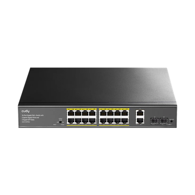 16-GbE PoE Switch with 2 Uplink GbE and 2 Uplink SFP (GS1018PS2)