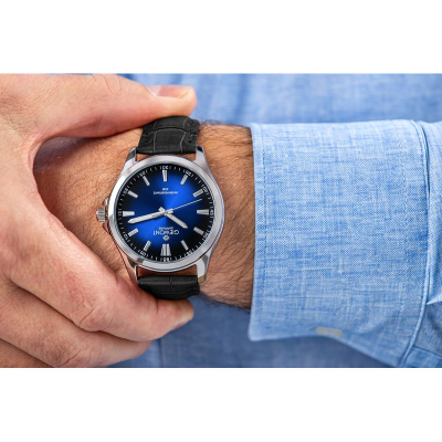 Orë dore meshkujsh Giewont Elegance GW5160-A6, quartz, xham sapphire, e zezë e kaltër