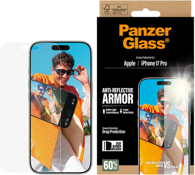 Folie mbrojtëse PanzerGlass Anti-Reflective Armor, për iPhone 17, transparente