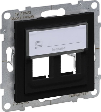 Adapter Double Keystone Legrand 721445, për 2 porta RJ45, i zi