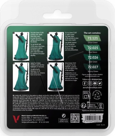 Set bojërash akrilike Vallejo Game Color VJP72383, 4x18ml, nuanca të ftohta jeshile