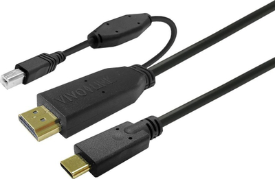 Kabllo USB Vivolink PROUSBCHDMIUSBB3, USB C në HDMI dhe USB B, 4K, e zezë