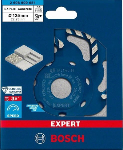 Kokë bluarëse Bosch Expert Concrete Diamond, 125mm, për beton, gri