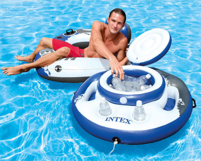 Ftohës notues Intex Mega Chill, i frymë, me mbajtëse gotash, blu e bardhë
