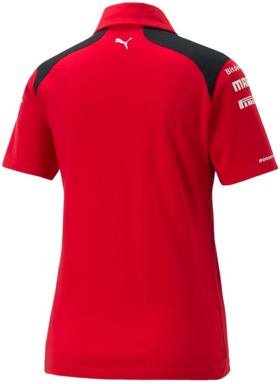 Bluzë polo PUMA Scuderia Ferrari F1 Team 2023, për femra, pambuk 100%, e kuqe