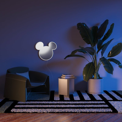 Декоративно неонско светло Yellowpop Disney Mickey Ears, 22.8 x 20 cm, USB, бела