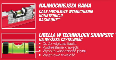 Nivel Milwaukee Redstick Backbone, 120cm, metalik, i kuq