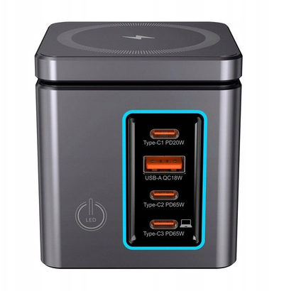 Полнач за ѕид BlitzWolf BW‑i113 GaN, 105W, 1x USB‑A 3x USB‑C, бел