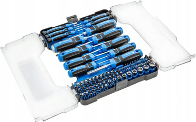 Set kaçavidash Hogert Technik HT1S102, 112 copë, kuti plastike, blu me të zezë