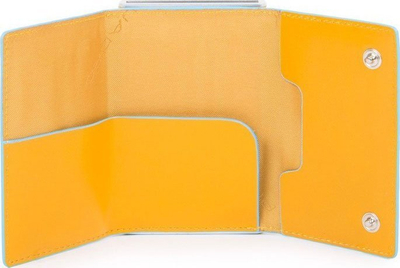 Mbajtëse kartelash Piquadro Blue Square, RFID, lëkurë, e verdhë