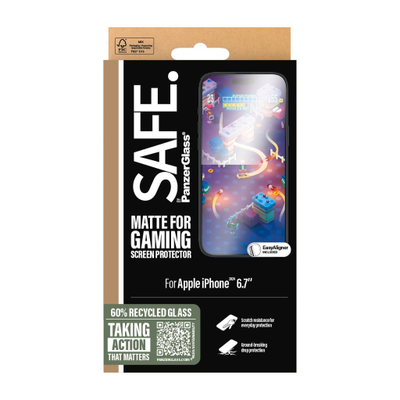 Xham mbrojtës SAFE by PanzerGlass Matte for Gaming për iPhone 16 Plus / 15 Plus, 6.7", transparent