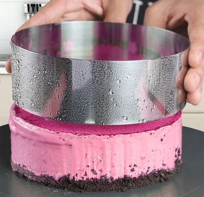 Rreth torte i rregullueshëm H-20, diametër 16-30cm, lartësi 20cm, çelik inox