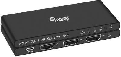 Ndarës video Equip 332716, HDMI me 2 dalje, 4K, i zi