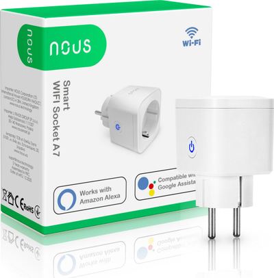 Prizë smart NOUS A7, WiFi, Tuya, e bardhë