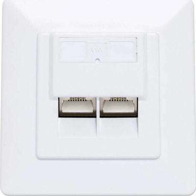 Prizë murale rrjeti Intellinet 2-Port, Cat6a 10G, e mbrojtur, e bardhë