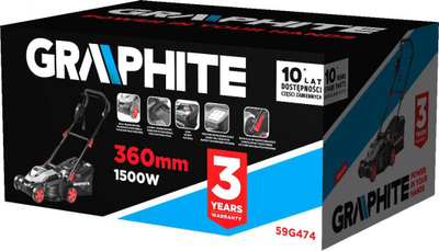 Kositëse elektrike Graphite, e zezë/e kuqe
