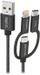 Kabllo USB SBS, 3 në 1 Micro USB USB C Lightning, 1.2m, USB 2.0, gri