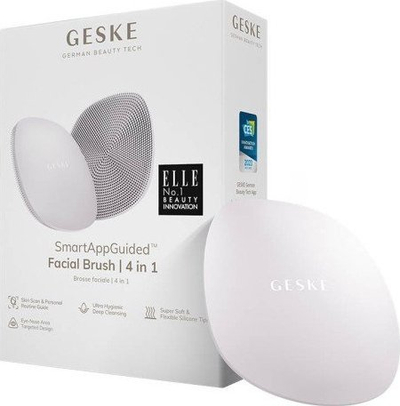 Четка за чистење лице Geske SmartAppGuided 4 во 1, силикон, бела