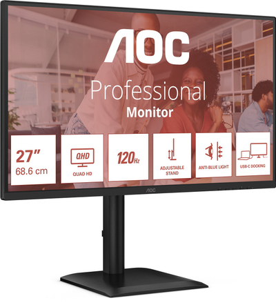 Monitor AOC E4 Q27E4CV, 27", Quad HD 1440p, 120Hz, i zi