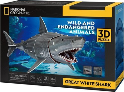 Puzzle 3D National Geographic Kids, peshkaqeni i madh i bardhë, 72 cope, karton