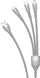 Кабел за полнење Dudao L20X 3in1, USB во Lightning microUSB Type C, 65W 1.2m, сива