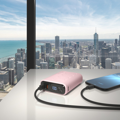 Powerbank RealPower PB-10000C PD+, 10000 mAh, 3x Type C, rozë