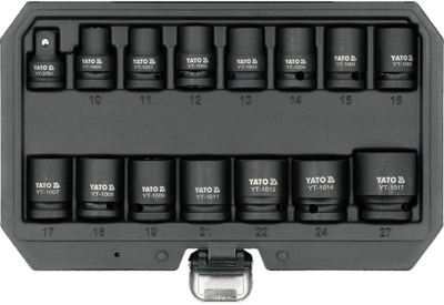 Set çelësash goditës YATO YT-10253, 15 copa, lidhje 1/2", i zi