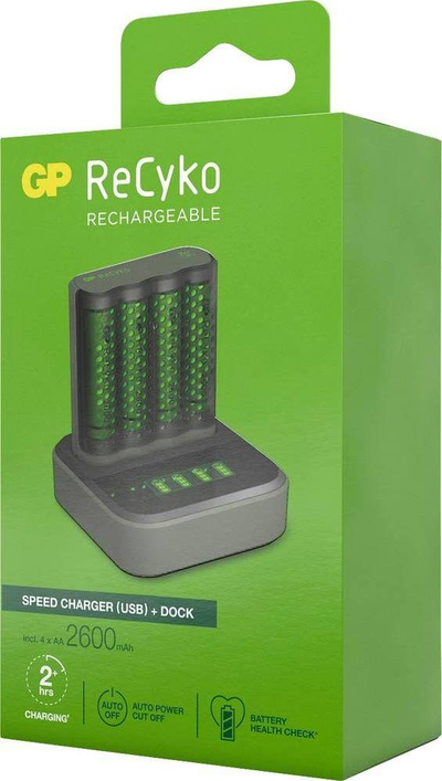 Karikues baterish GP ReCyko M451, NiMH AA AAA, USB, gri