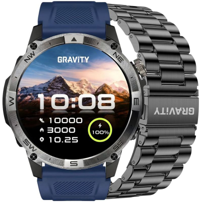 Orë e zgjuar Gravity GT46-2, ekran AMOLED 1.43", Bluetooth, blu me të zezë