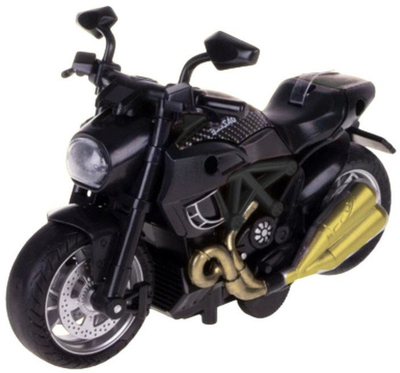 Lodër motoçikletë metalike DIY, model 1:14, me vida, e zezë me elemente ari