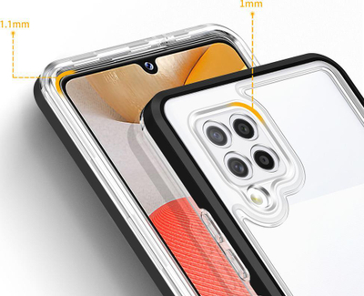 Kuti mbrojtëse Clear 3n1 për Samsung Galaxy A42 5G, transparente, me kornizë të zezë