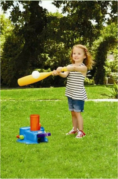 Set bejzbolli për kalamaj Little Tikes 3 in 1 Triple Splash T Ball, me 3 topa