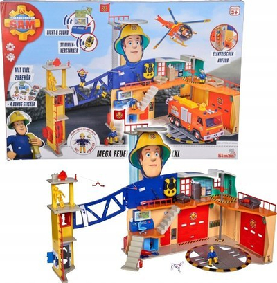 Set loje Simba Fireman Sam Mega Fire Station XXL, stacion i madh zjarri, me drita dhe zëra, shumëngjyrësh