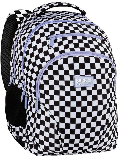 Çantë shpine shkollore BackUp Double, 45x32 cm, shumëndajore, lejla me të bardhë