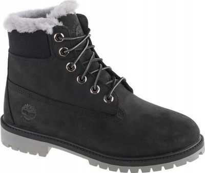 Çizme për kalamaj Timberland Premium 6 IN WP Shearling Boot Jr, lëkurë nubuck, të izolume, të zeza