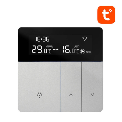 Termostat inteligjent Avatto WT50 për bojler, Wi‑Fi, ekran LCD, gri