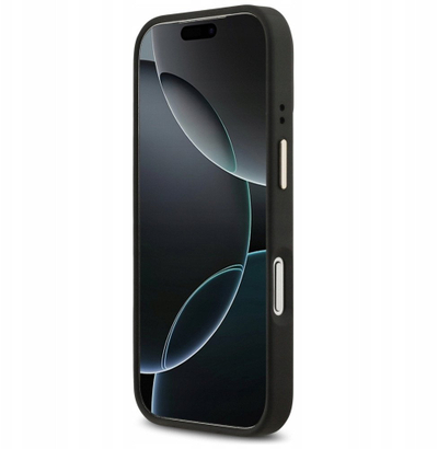 Kapak telefoni Guess PU Leather Peony për iPhone 17 Pro, me MagSafe, i zi