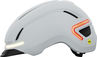 Helmetë çiklizmi urbane Giro Ethos MIPS LED, L 59-63cm, me drita LED, mat e bardhë